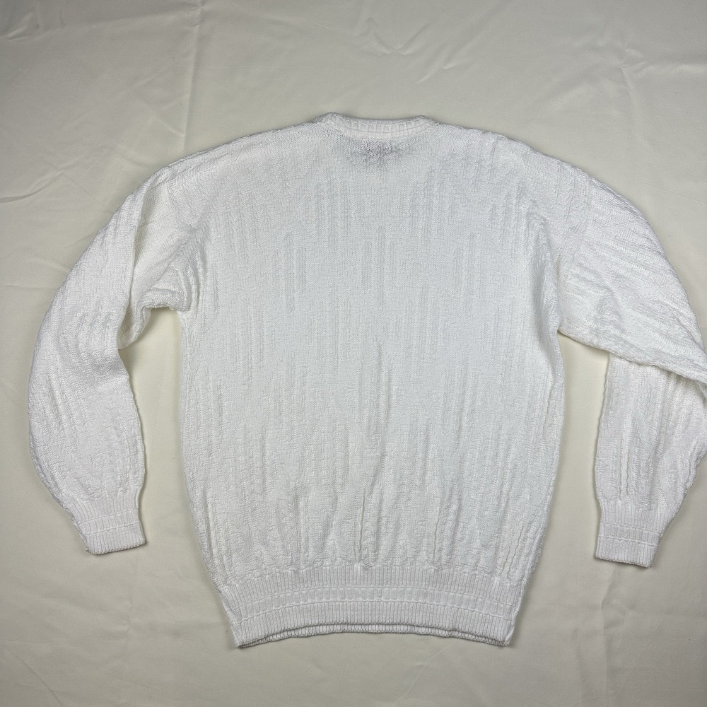 NOS VTG  80s The Fox Collection Sweater White Knit Crewneck USA Mens L Nautical - Picture 10 of 11